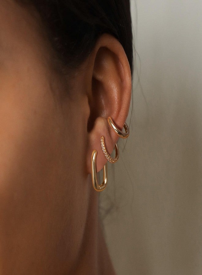 MIDEEO Gold/Silver Chunky Hoop Earrings Set for Women, 14K Gold Plated Twisted Huggie Hoop Earring Hypoallergenic Thick Open Lightweight Chunky Hoop Earrings Jewelry for Gifts - Image 3